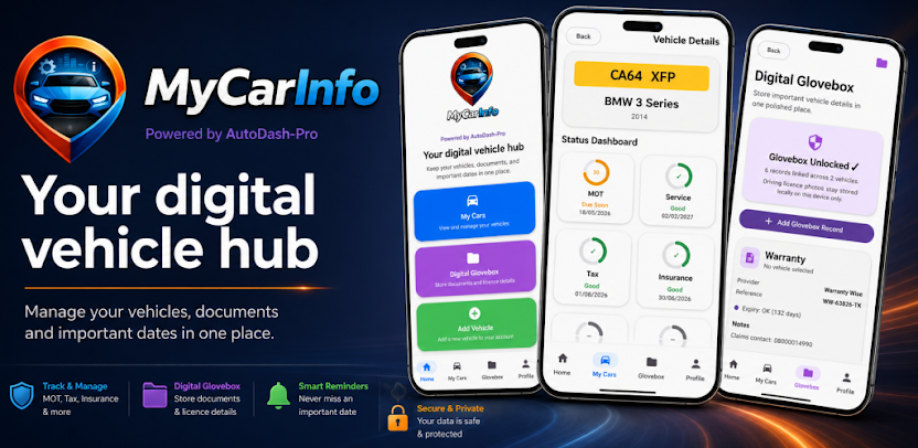 My Car Info app preview banner